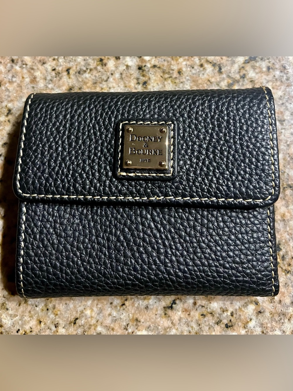 Dooney & Bourke Black Pebble Grain Small Flap Wallet